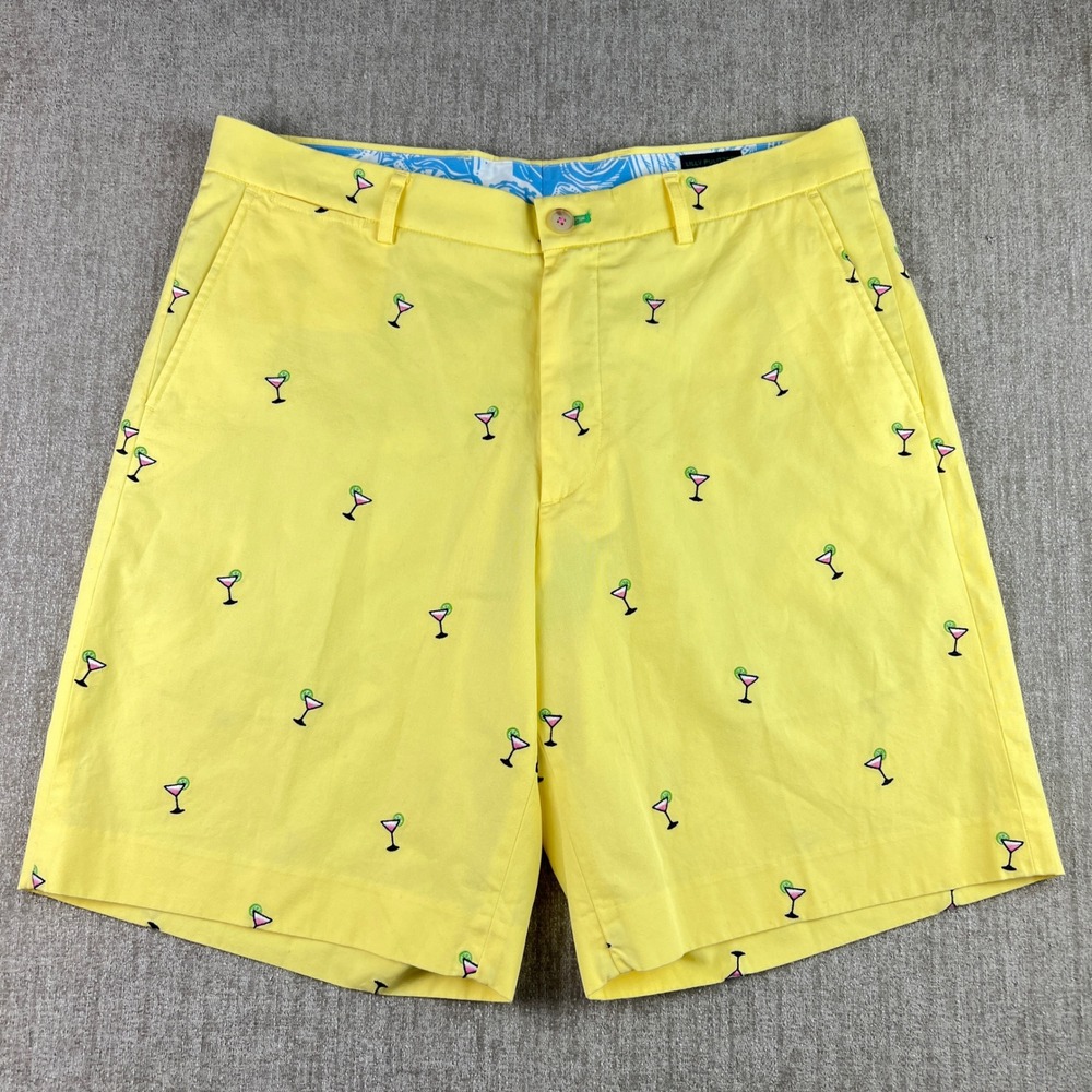 Lilly Pulitzer Via Palm Beach Everglades Shorts Mens 34 Yellow Martini 9" Inseam